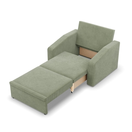 Fotel z funkcją spania, Punto, sztruks, 108x87x80 cm, oliwkowy