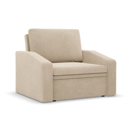 Fotel z funkcją spania, Punto, sztruks, 108x87x80 cm, beżowy