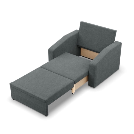 Fotel z funkcją spania, Punto, plecionka, 108x87x80 cm, ciemny szary