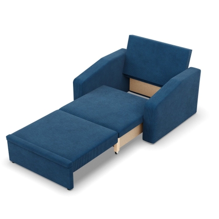 Fotel rozkładany, Punto, sztruks, 118x87x90 cm, granatowy