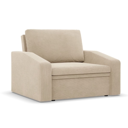 Fotel rozkładany, Punto, sztruks, 118x87x90 cm, beżowy