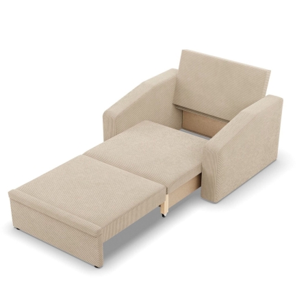 Fotel rozkładany, Punto, sztruks, 118x87x90 cm, beżowy