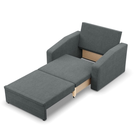 Fotel rozkładany, Punto, plecionka, 118x87x90 cm, ciemny szary