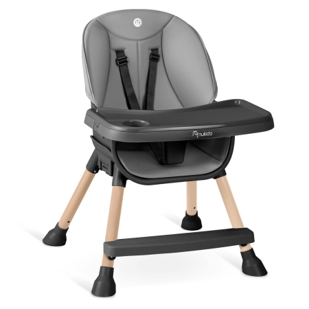 Krzesełko do karmienia, Nukido, Tilo, 68x70x97 cm, szaro, czarne