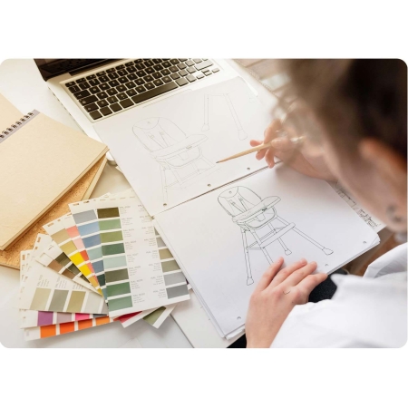 Krzesełko do karmienia, Nukido, Tilo, 68x70x97 cm, szaro, czarne