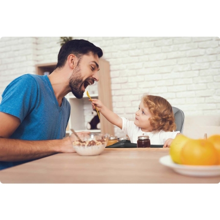 Krzesełko do karmienia, Nukido, Tilo, 68x70x97 cm, szaro, czarne