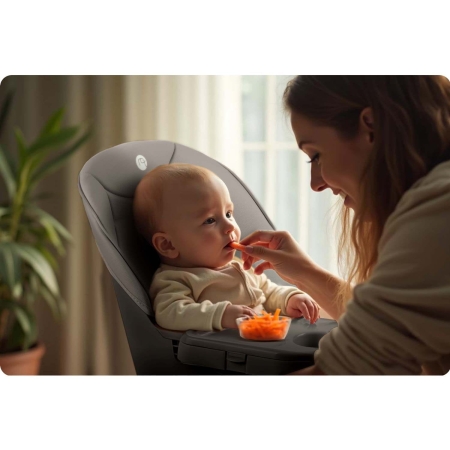 Krzesełko do karmienia, Nukido, Tilo, 68x70x97 cm, szaro, czarne