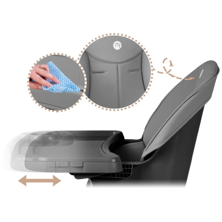 Krzesełko do karmienia, Nukido, Tilo, 68x70x97 cm, szaro, czarne