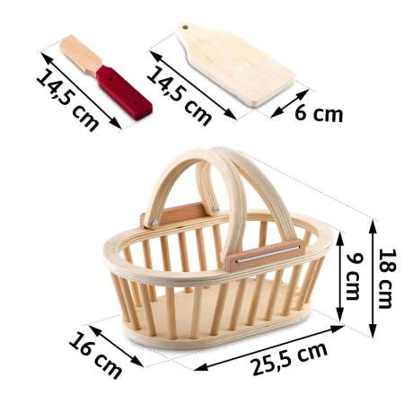 Drewniana zabawka, koszyk z owocami do krojenia, 9 szt, RK-870, Ricokids