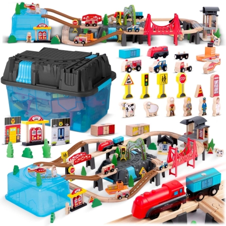 Kolejka drewniana, miasteczko, 100 szt, RK-879, Ricokids