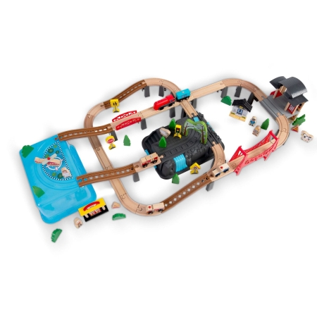 Kolejka drewniana, miasteczko, 100 szt, RK-879, Ricokids