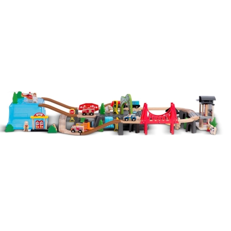 Kolejka drewniana, miasteczko, 100 szt, RK-879, Ricokids