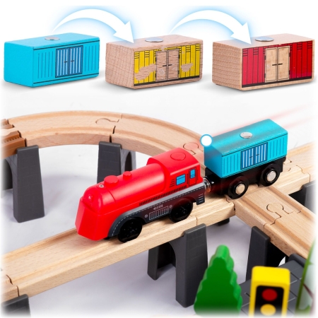 Kolejka drewniana, miasteczko, 100 szt, RK-879, Ricokids