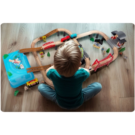 Kolejka drewniana, miasteczko, 100 szt, RK-879, Ricokids