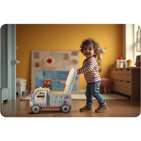 Drewniany chodzik, pchacz z narzędziami, RK-874, Ricokids
