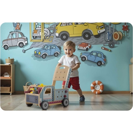 Drewniany chodzik, pchacz z narzędziami, RK-874, Ricokids