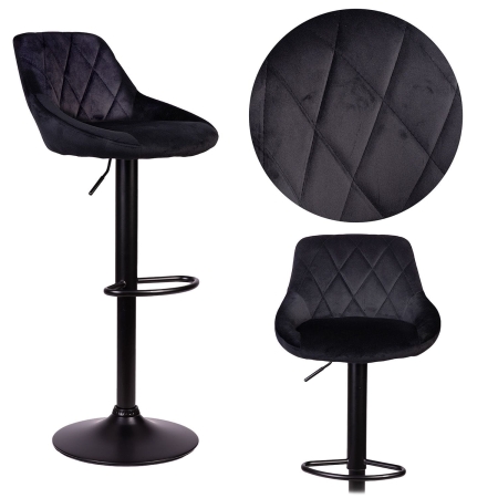 Hoker barowy z oparciem, Nerra, Sofotel, czarny z czarną podstawą