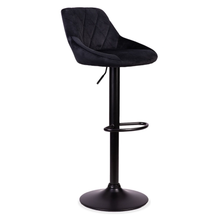 Hoker barowy z oparciem, Nerra, Sofotel, czarny z czarną podstawą