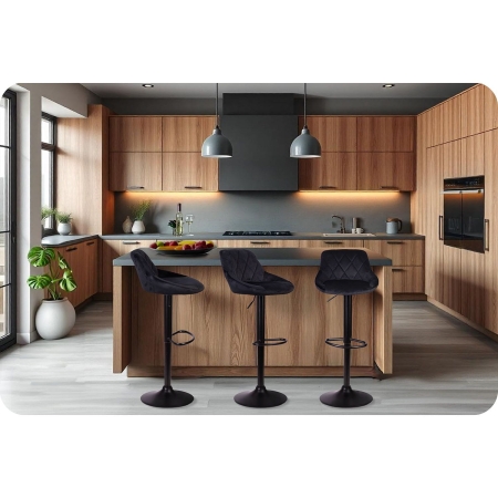 Hoker barowy z oparciem, Nerra, Sofotel, czarny z czarną podstawą