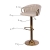 Hoker barowy z oparciem, Elissian, Sofotel, beżowy ze złotą podstawą