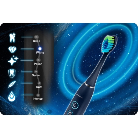 Szczoteczka soniczna do zębów, zestaw 2 szt, Berdsen Galaxy Duo, czarna, granatowa