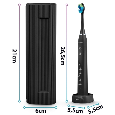 Szczoteczka soniczna do zębów, zestaw 2 szt, Berdsen Galaxy Duo, czarna, granatowa