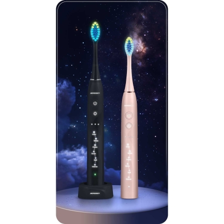 Szczoteczka soniczna do zębów, zestaw 2 szt, Berdsen Galaxy Duo, czarna, różowa