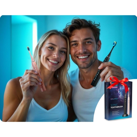 Szczoteczka soniczna do zębów, zestaw 2 szt, Berdsen Galaxy Duo, czarna, różowa