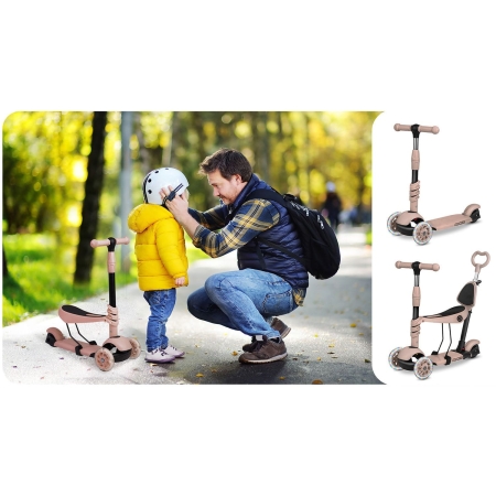 Hulajnoga trójkołowa, 3w1, Todi, 57x26x79 cm, beżowa