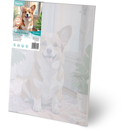 Obraz do malowania po numerach, 40x50 cm, Massido, Piesek Corgi