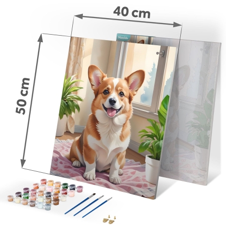 Obraz do malowania po numerach, 40x50 cm, Massido, Piesek Corgi