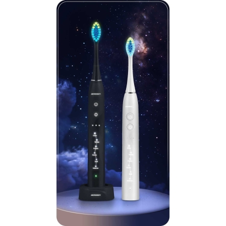 Szczoteczka soniczna do zębów, zestaw 2 szt, Berdsen Galaxy Duo, czarna, biała