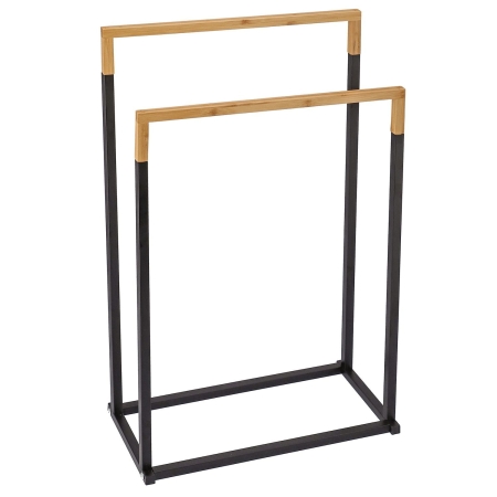 Wieszak na ręczniki, stojak łazienkowy, stojący, 45x22x76 cm, czarny