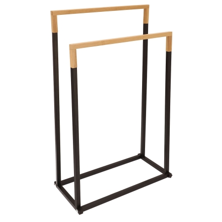 Wieszak na ręczniki, stojak łazienkowy, stojący, 45x22x76 cm, czarny