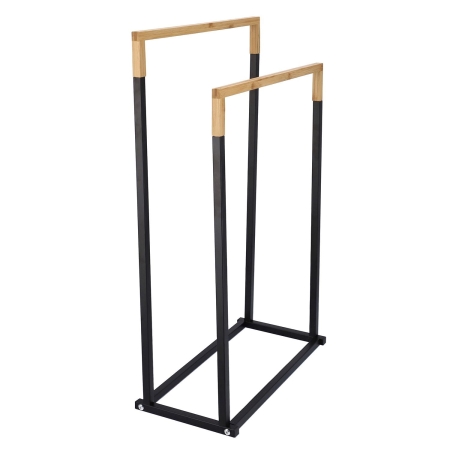 Wieszak na ręczniki, stojak łazienkowy, stojący, 45x22x76 cm, czarny