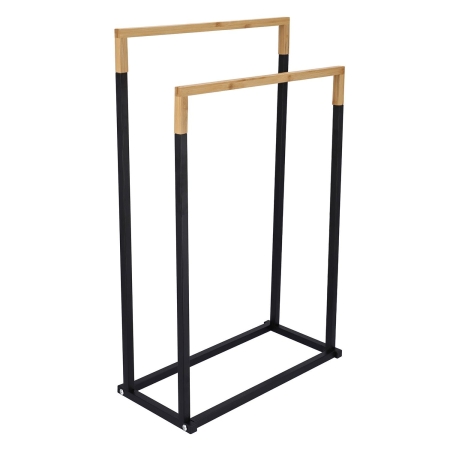 Wieszak na ręczniki, stojak łazienkowy, stojący, 45x22x76 cm, czarny