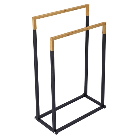 Wieszak na ręczniki, stojak łazienkowy, stojący, 45x22x76 cm, czarny