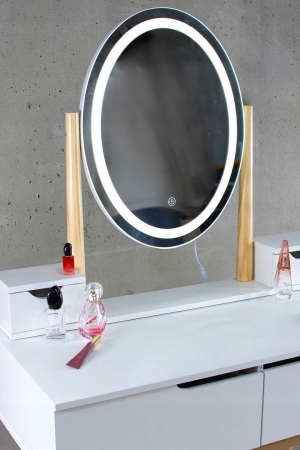 Toaletka kosmetyczna z lustrem LED, VALIA,  skandynawska, 80x40x142 cm