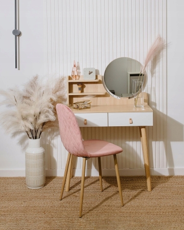 Toaletka kosmetyczna z lustrem, SCANDI, 80x40x122 cm, biała