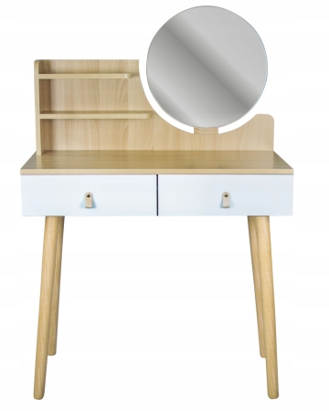 Toaletka kosmetyczna z lustrem, SCANDI, 80x40x122 cm, biała