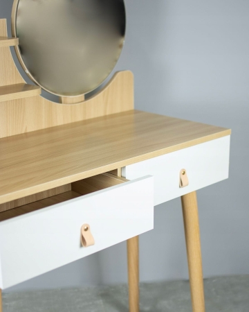 Toaletka kosmetyczna z lustrem, SCANDI, 80x40x122 cm, biała