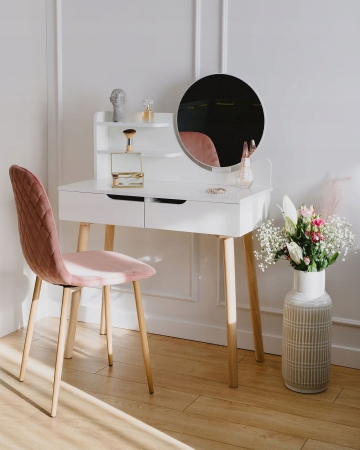 Toaletka z lustrem, SCANDI, skandynawska, 80x40x122 cm, biała