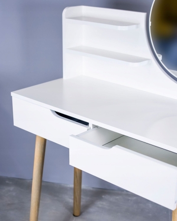 Toaletka z lustrem, SCANDI, skandynawska, 80x40x122 cm, biała