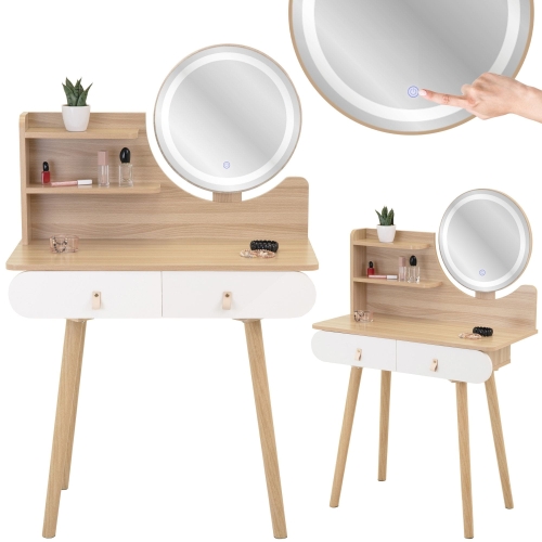 Przejdź do produktu Toaletka z lustrem LED, ALISA, kosmetyczna, 120x40x80 cm