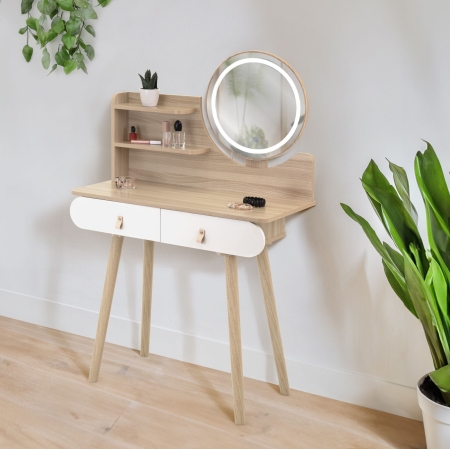 Toaletka z lustrem LED, SCANDI, kosmetyczna, 120x40x80 cm