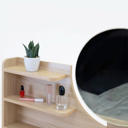 Toaletka z lustrem, kosmetyczna, skandynawska, 120x40x80 cm, jasny buk