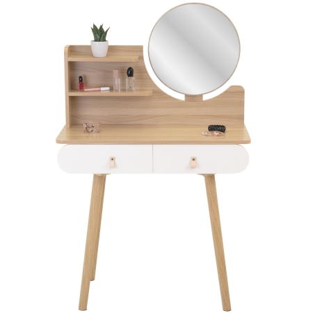 Toaletka z lustrem, kosmetyczna, skandynawska, 120x40x80 cm, jasny buk