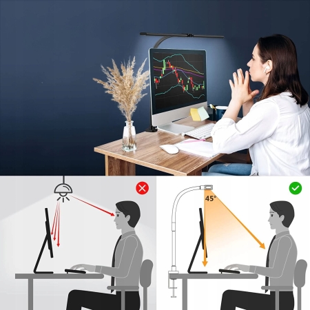 Lampka biurkowa, led, dostępnych 5 temperatur barwowych, czarna