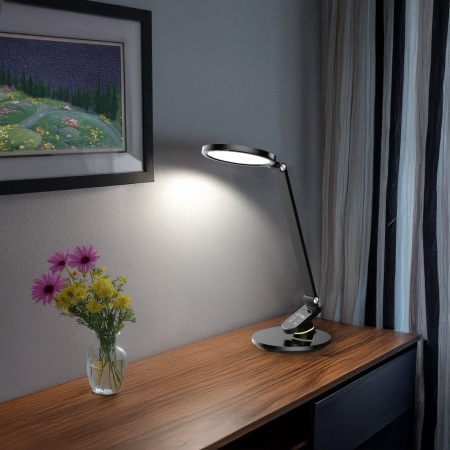 Klasyczna lampka biurkowa, szkolna, zegarek, led, czarna