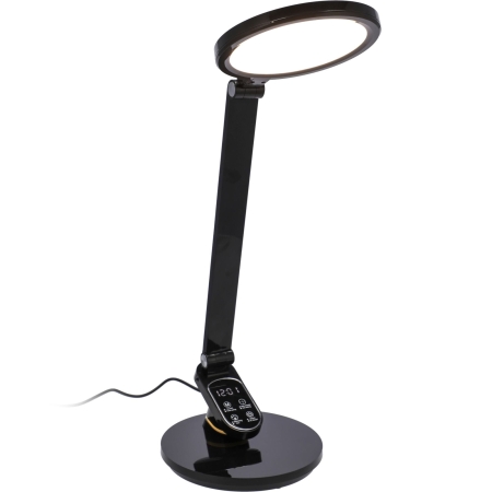 Klasyczna lampka biurkowa, szkolna, zegarek, led, czarna